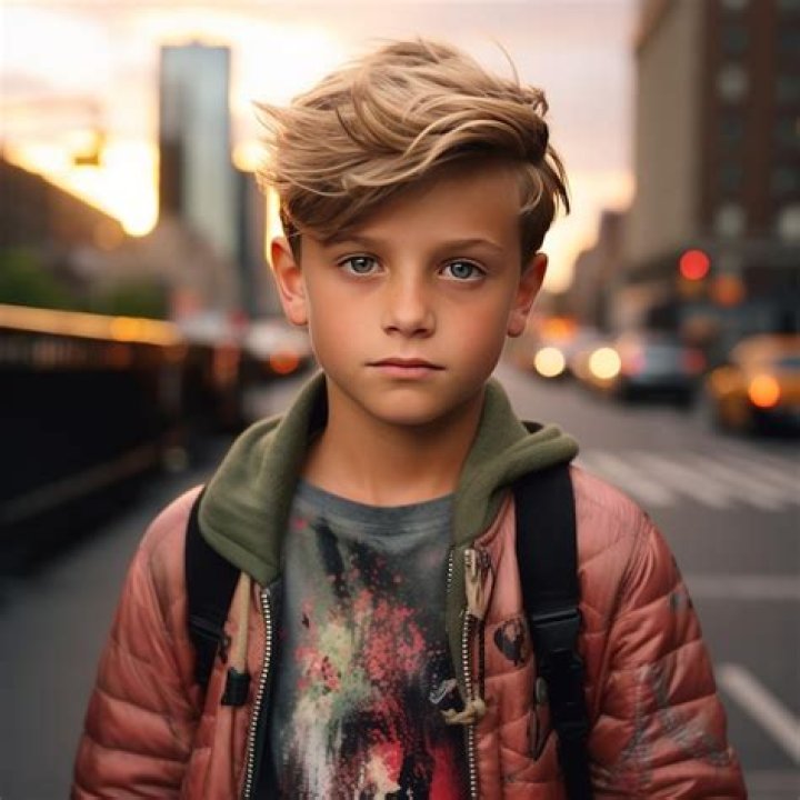 A 10-year-old Bryce Hall during a haircut.